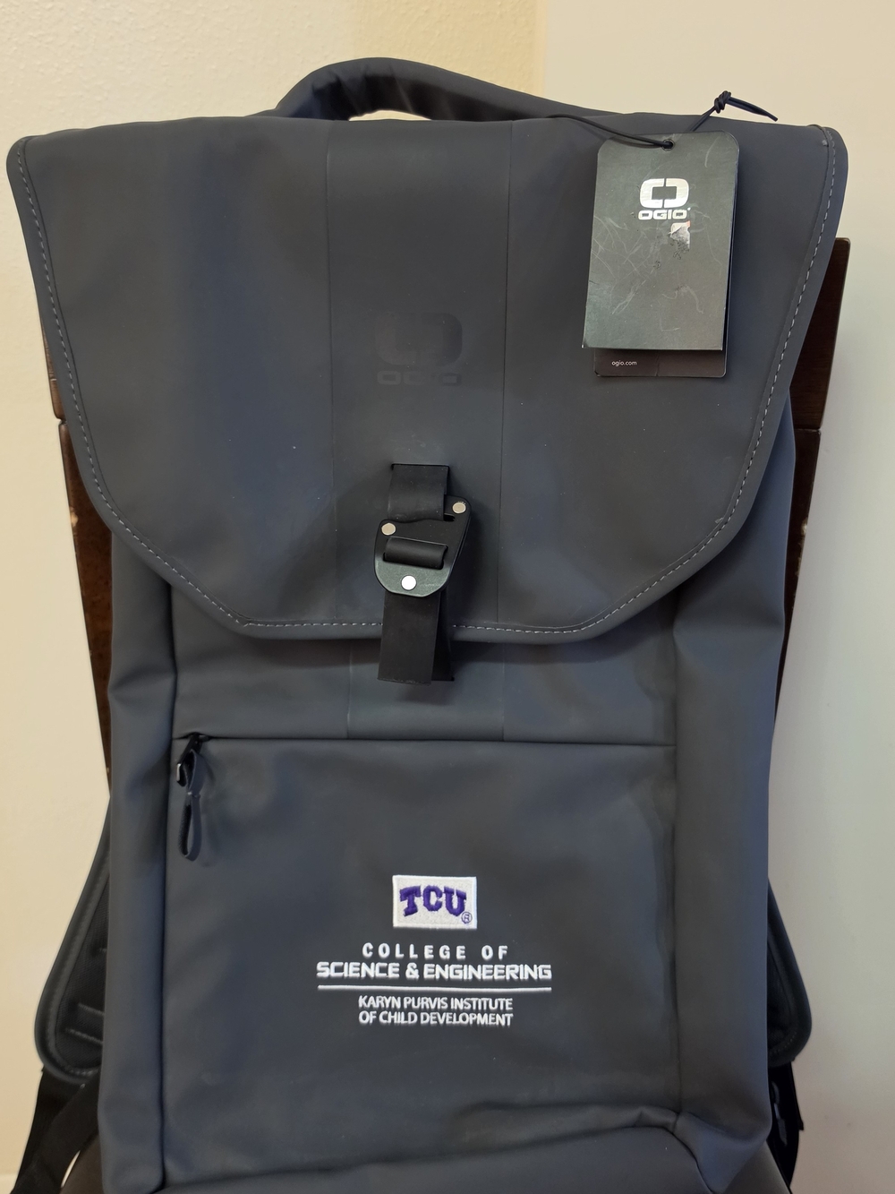 OGIO Black Roll-Top Backpack with TCU College Logo